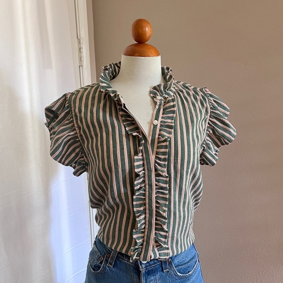 Birds Of Paradise By Trovata Paige Ruffle Trim Blouse - Picture 1 of 4